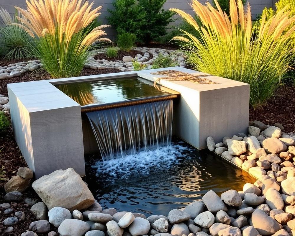 Modern concrete water feature
